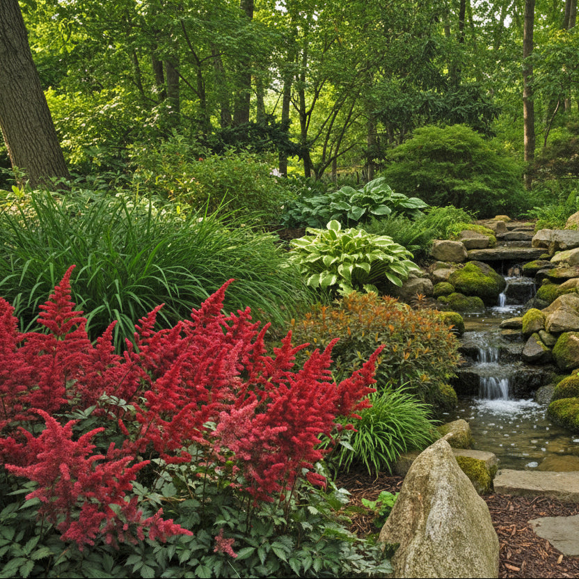 Astibie Fanal in a backyard garden setting