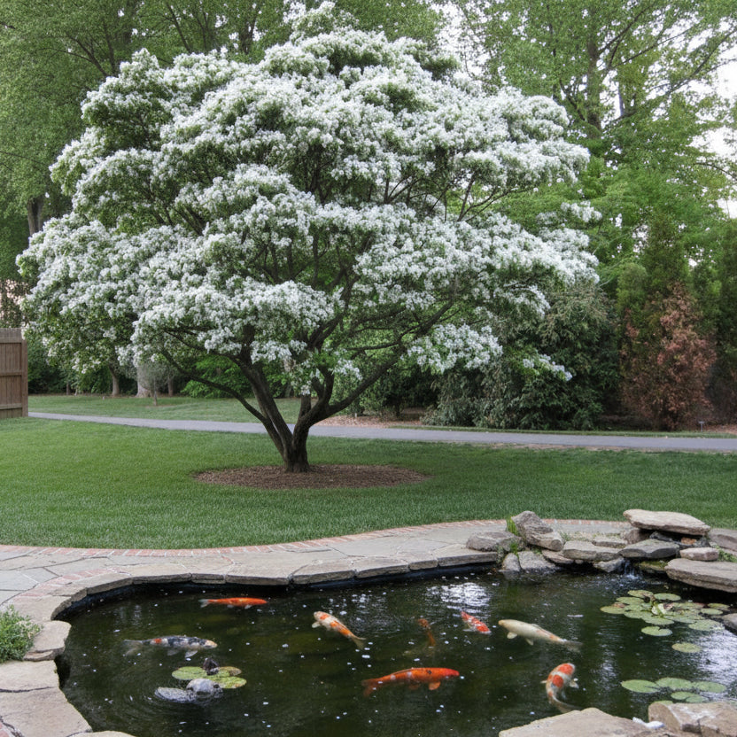 China Snow Fringe Tree with Koi Pond