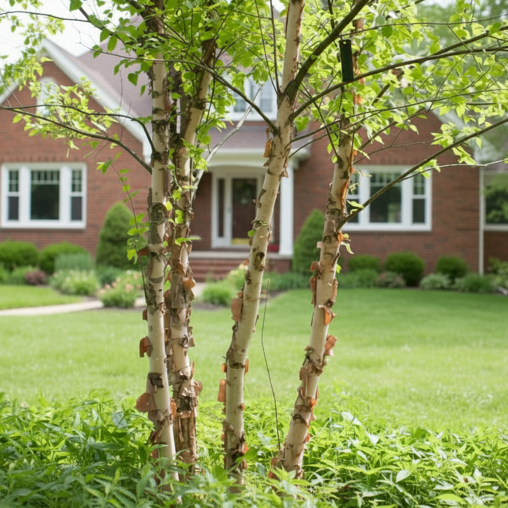 Heritage River Birch in the front yard of a home