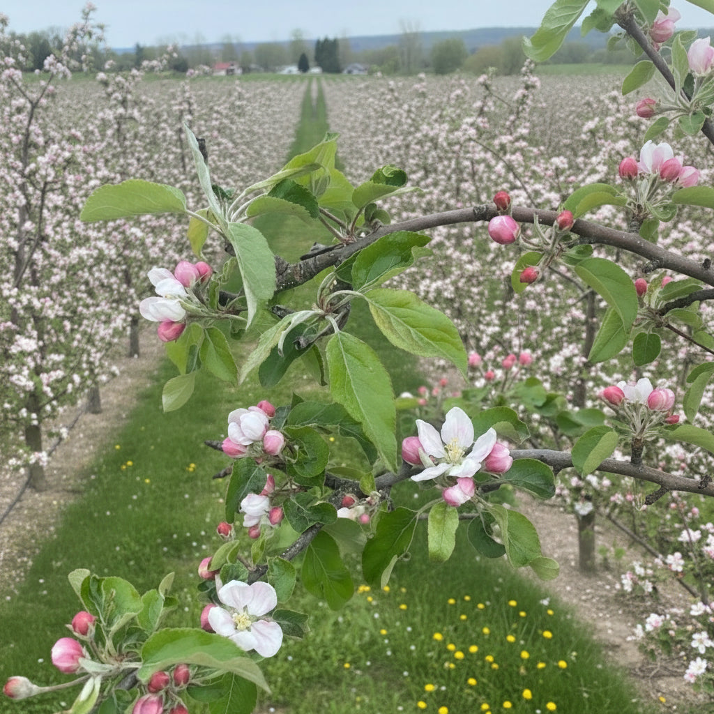 Pink lady apple blossoms