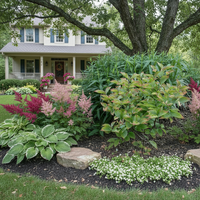 Red Pygmy Dogwood in a Garden.