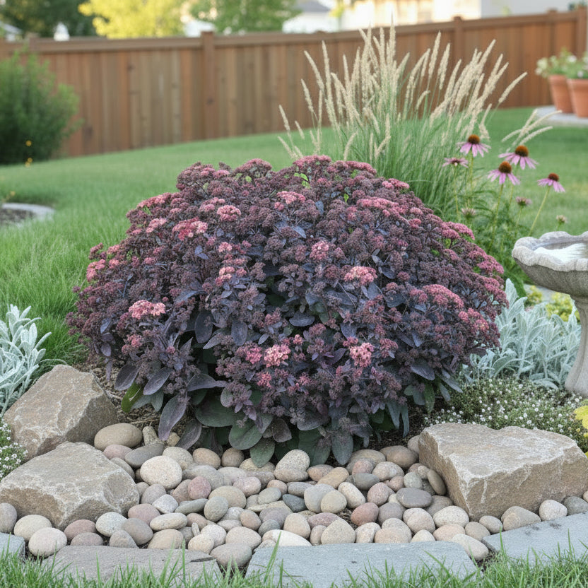 Sedum Wineberry Delight in a backyard garden