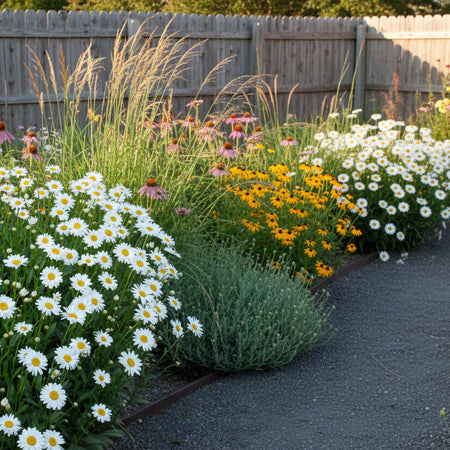 Shasta Daisy Becky in a prairie style garden
