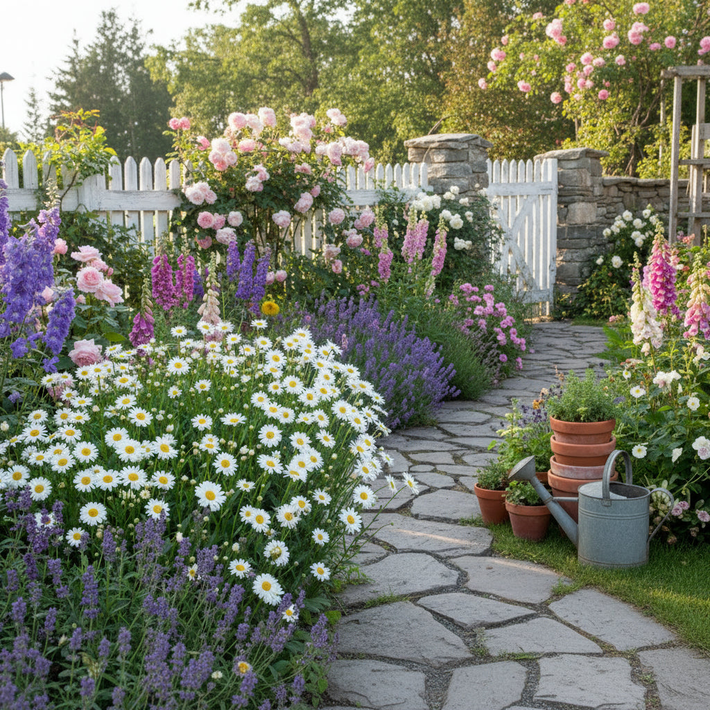 Shasta Daisy Becky in a cottage style garden