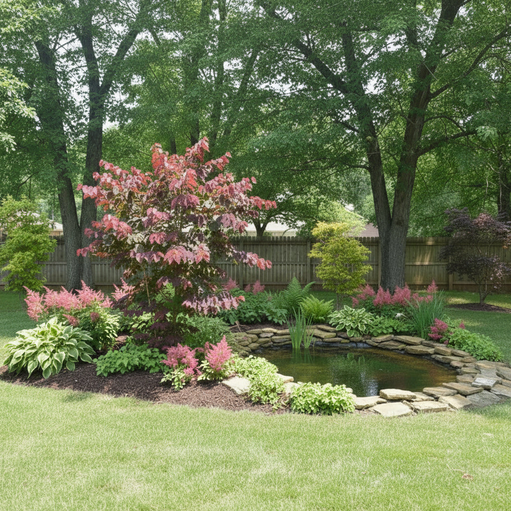 Velvet Hearts Redbud in a backyard landscape