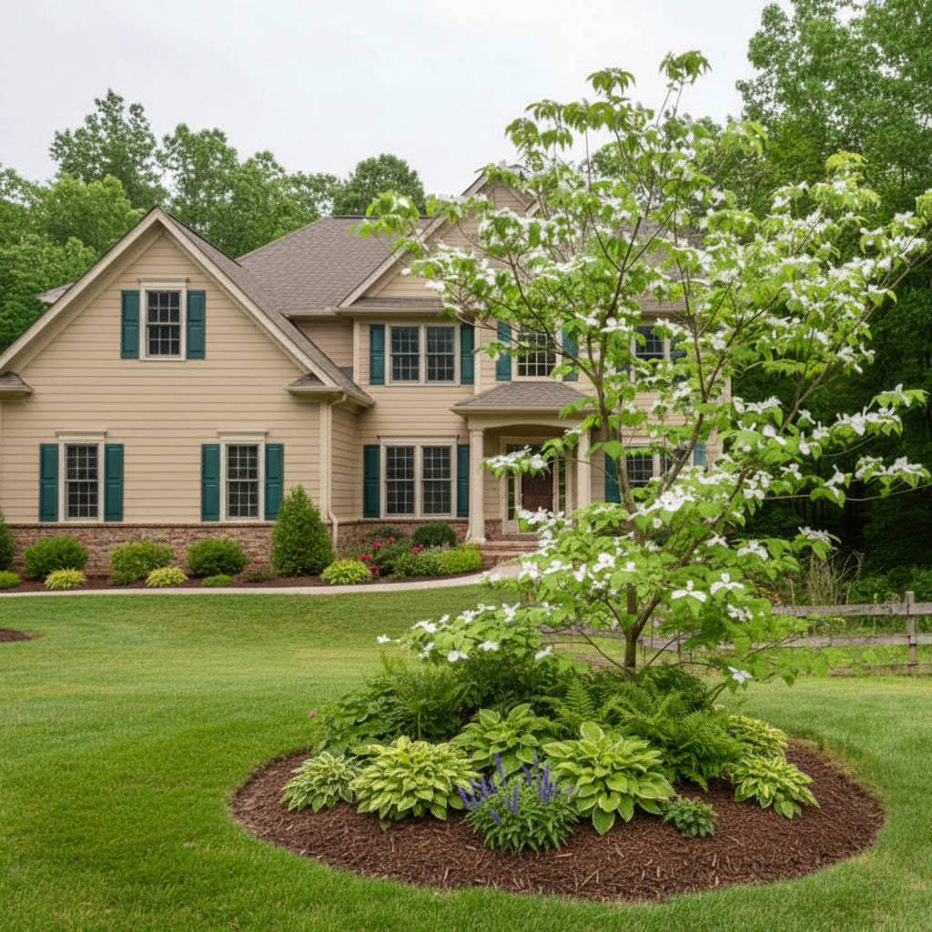 Appalachian Snow in front of a house